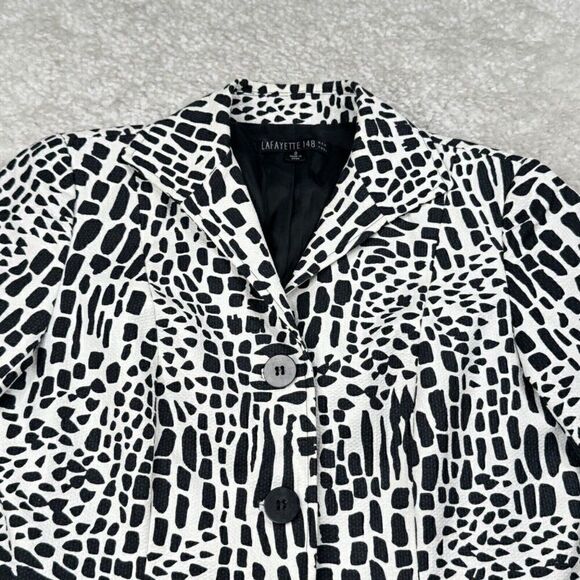 Lafayette 148 New York Black White Pebbled Print Blazer - Picture 7 of 8